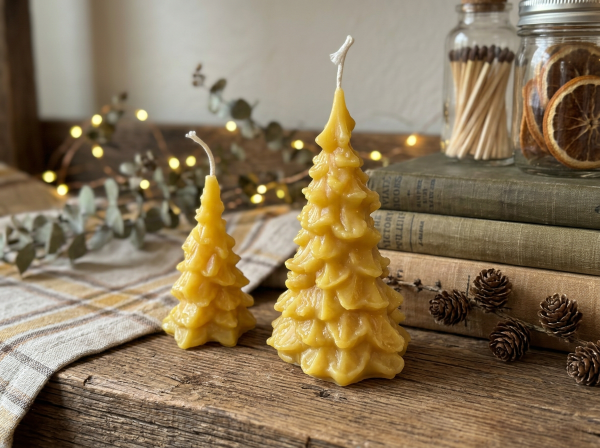 Small Christmas Tree 3.5" Beeswax Candle