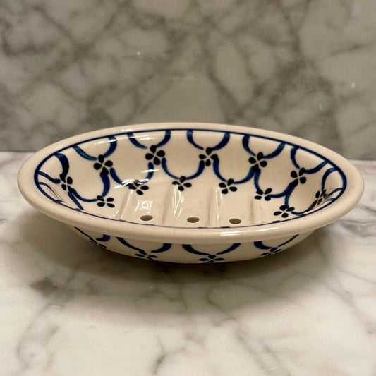 Hand-painted Polish Floral Ceramic Soap Dish - Light Floral