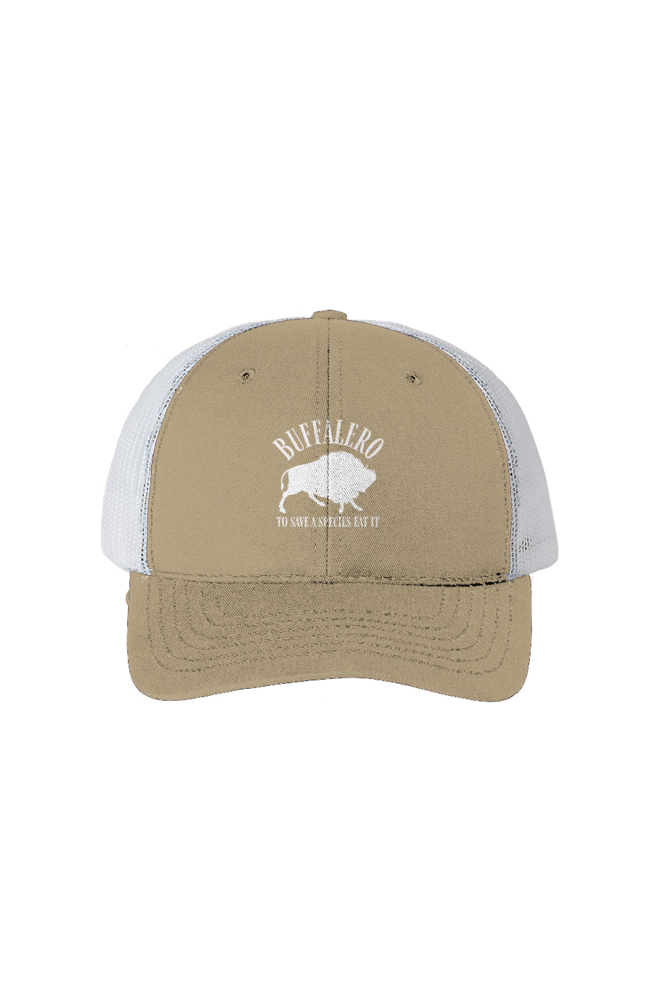 Buffalero Embroidered USA-Made-White Mesh Trucker Cap