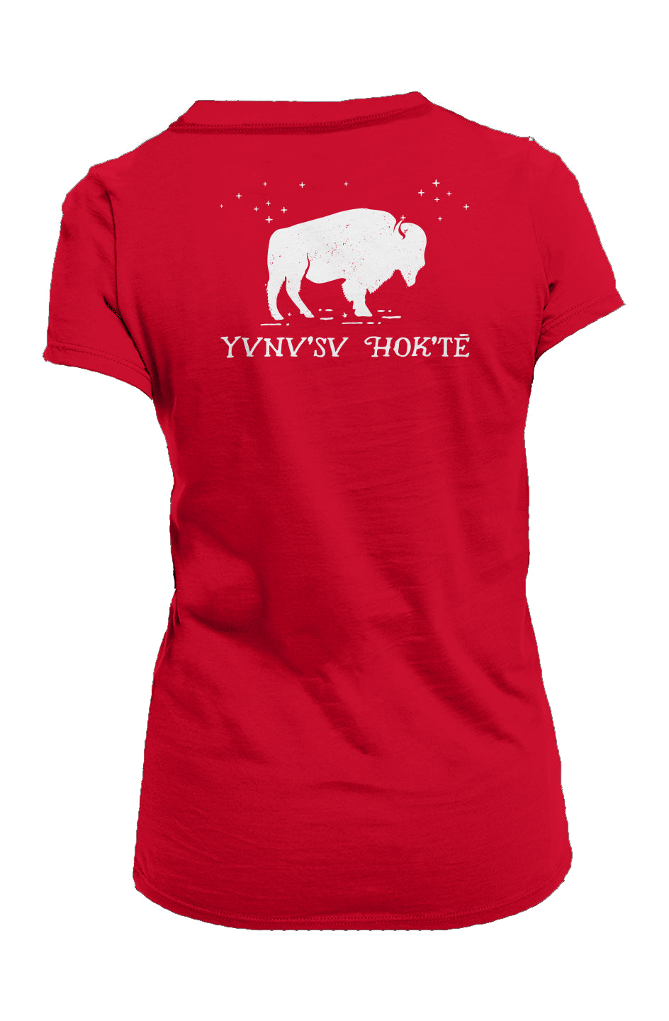 Yvnv'sv Hok'te Buffalo Woman Ladies Made in USA Crew T-Shirt