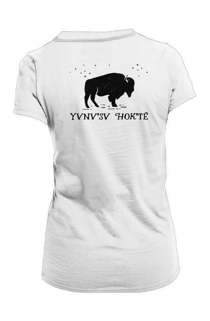 Yvnv'sv Hok'te Buffalo Woman Ladies Made in USA Crew T-Shirt