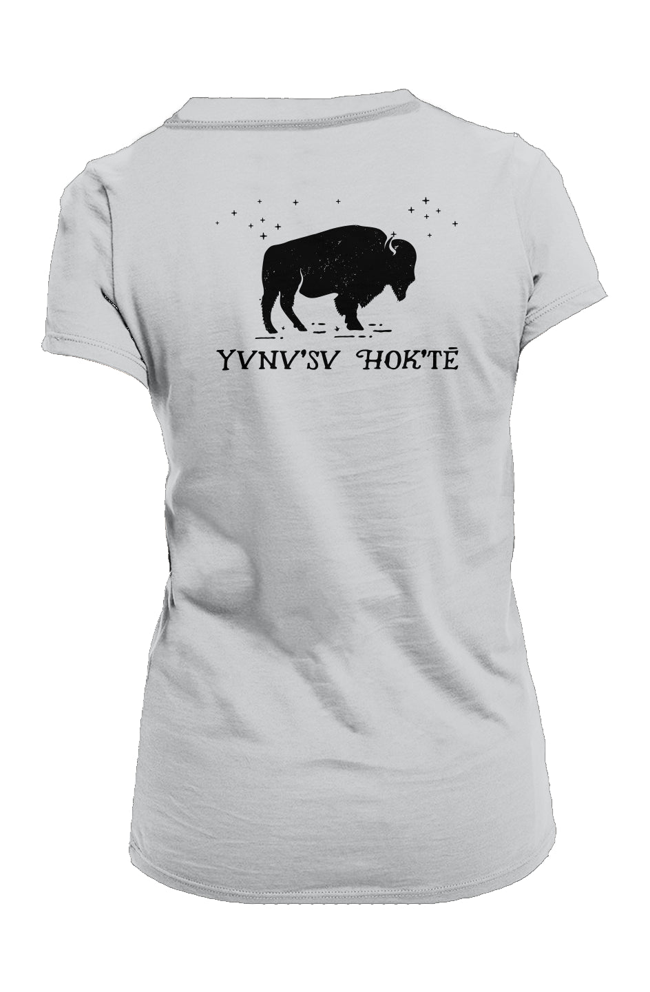 Yvnv'sv Hok'te Buffalo Woman Ladies Made in USA Crew T-Shirt