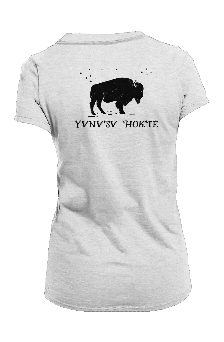 Yvnv'sv Hok'te Buffalo Woman Ladies Made in USA Crew T-Shirt