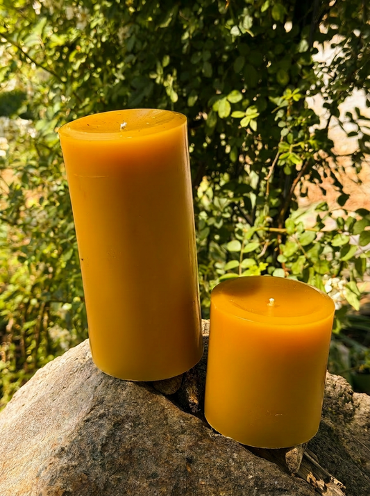Pure Beeswax Pillar Candles — 3.5” & 6.5”