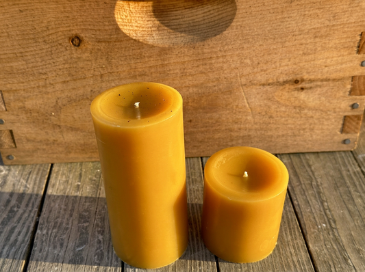 Pure Beeswax Pillar Candles — 3.5” & 6.5”