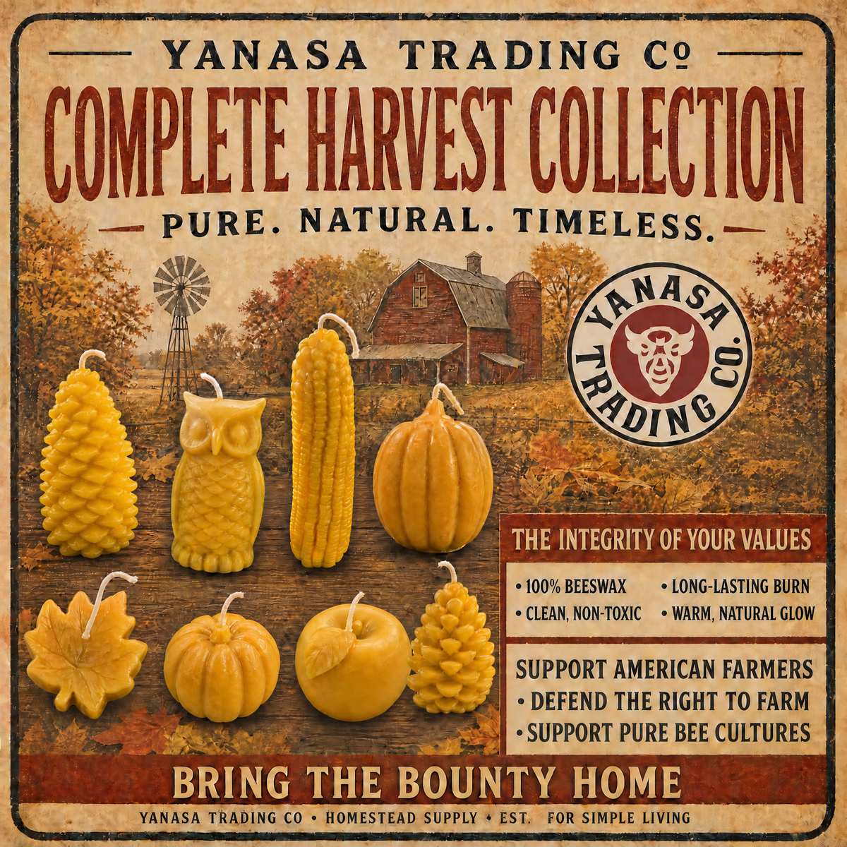 Complete Harvest — Pure Beeswax Fall Candle Collection