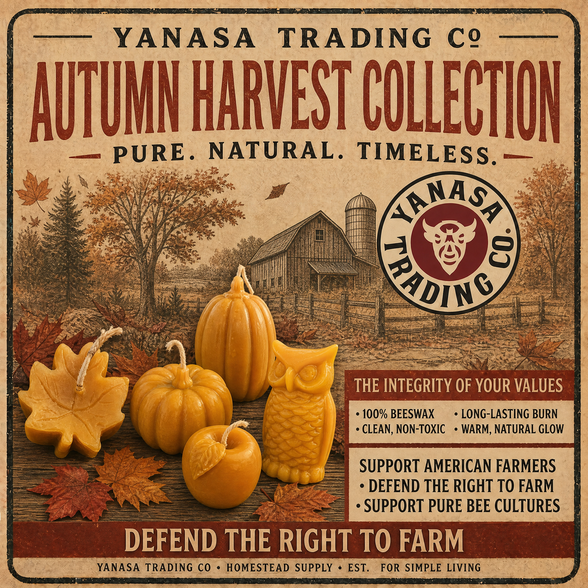 Autumn Harvest — Pure Beeswax Fall Candle Collection