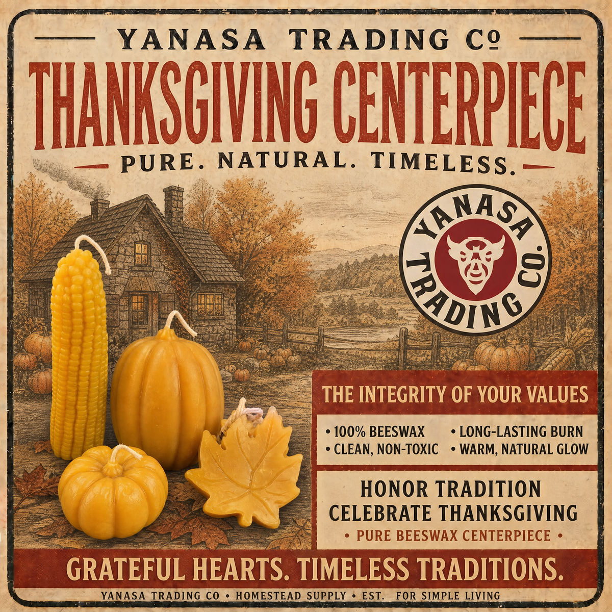 Thanksgiving Centerpiece — Pure Beeswax Candle Collection