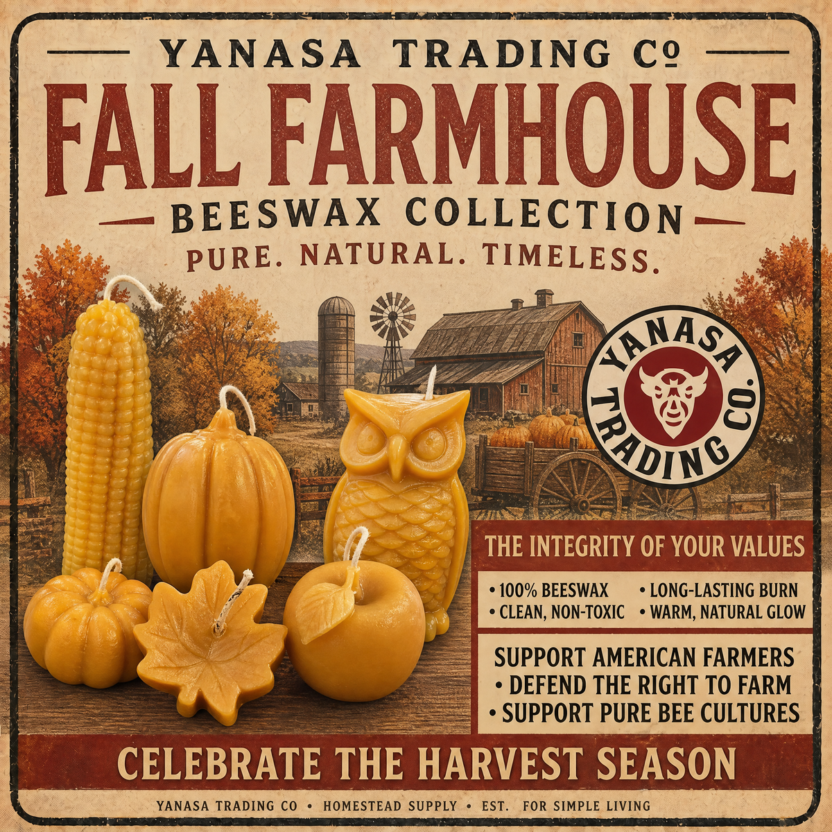 Fall Farmhouse — Pure Beeswax Fall Candle Collection
