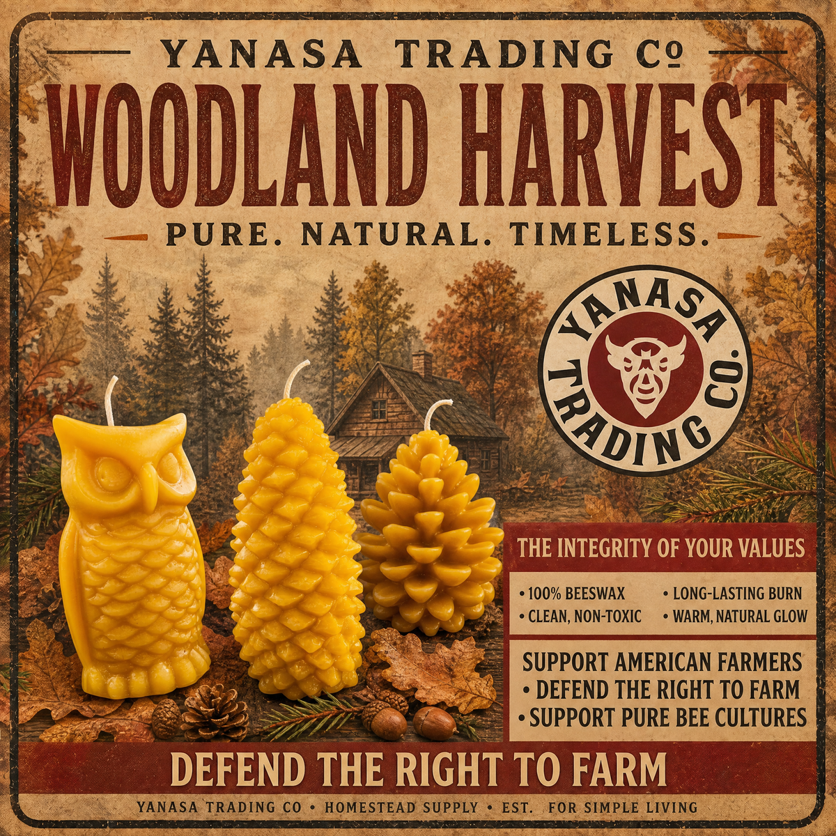 Woodland Harvest — Pure Beeswax Candle Collection