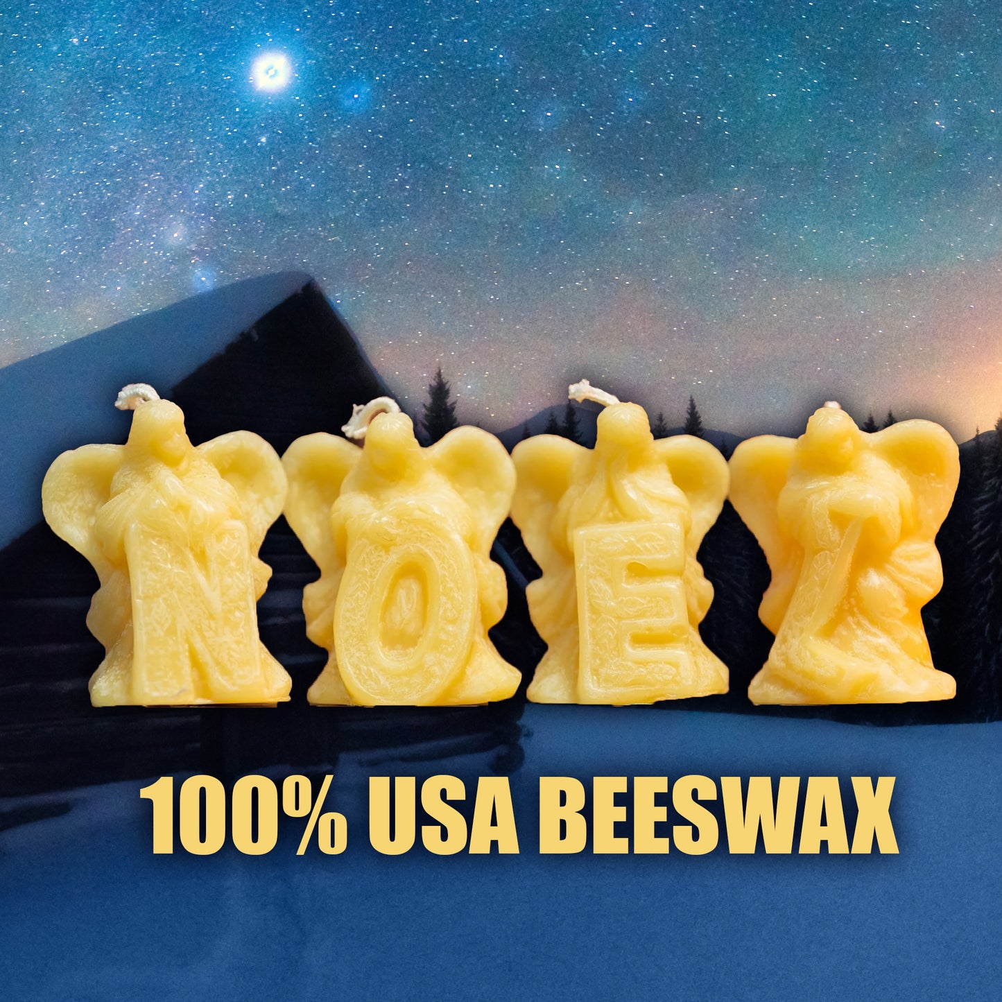 NOEL Christmas Angel Beeswax Candle Set