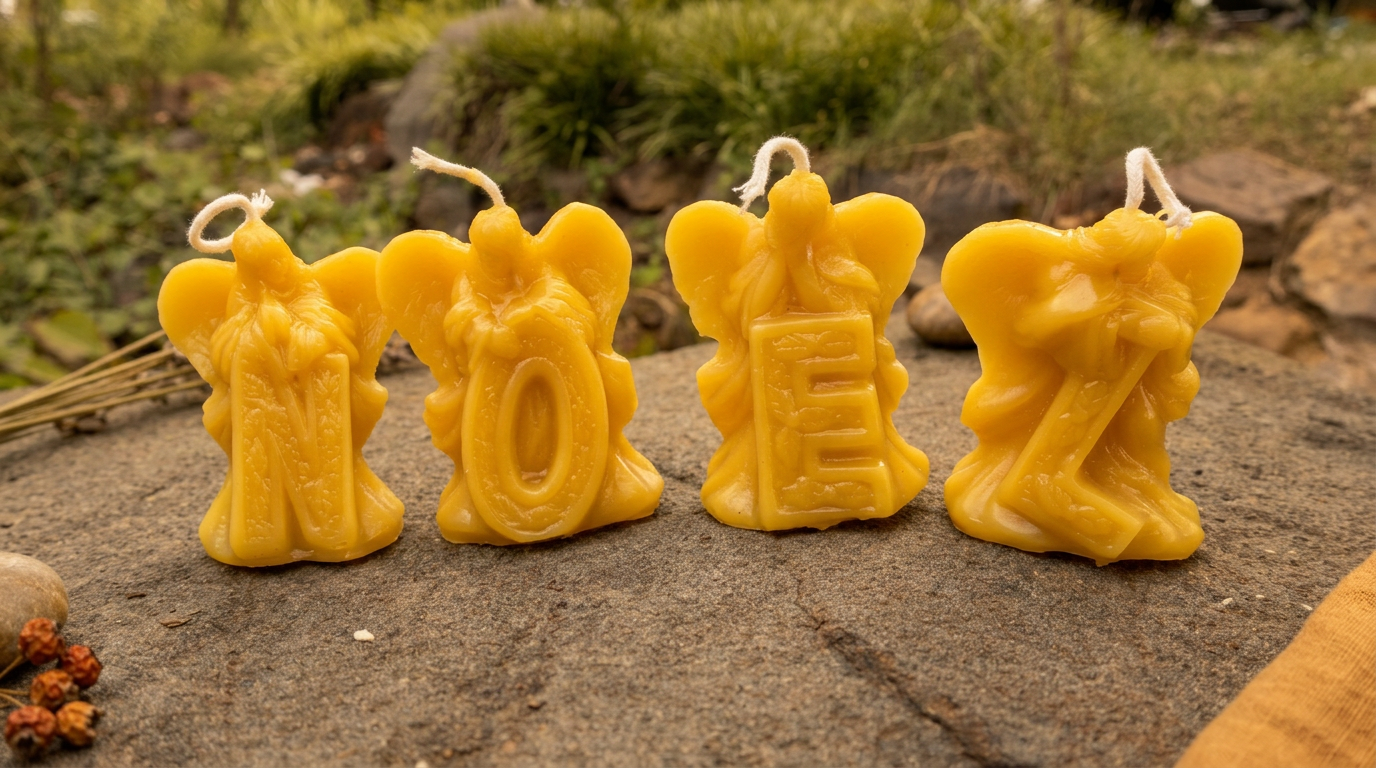 NOEL Christmas Angel Beeswax Candle Set