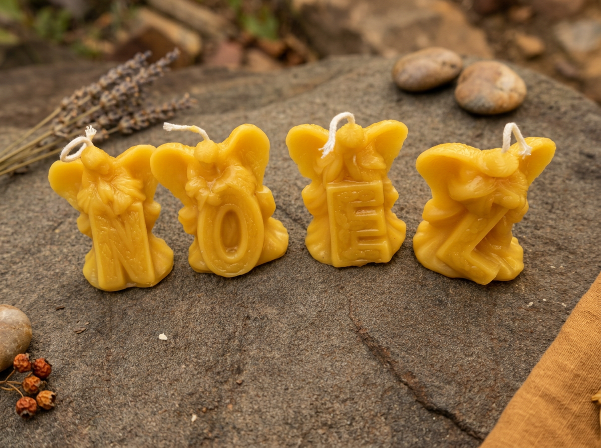 NOEL Christmas Angel Beeswax Candle Set