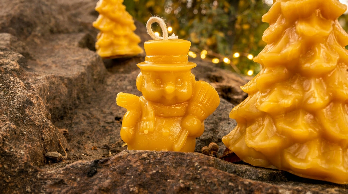 Snowman Beeswax Candle