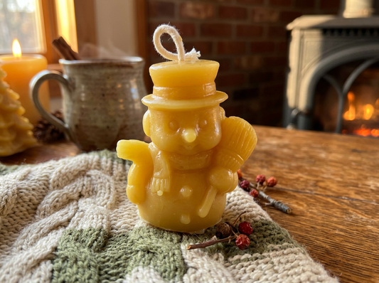 Snowman Beeswax Candle