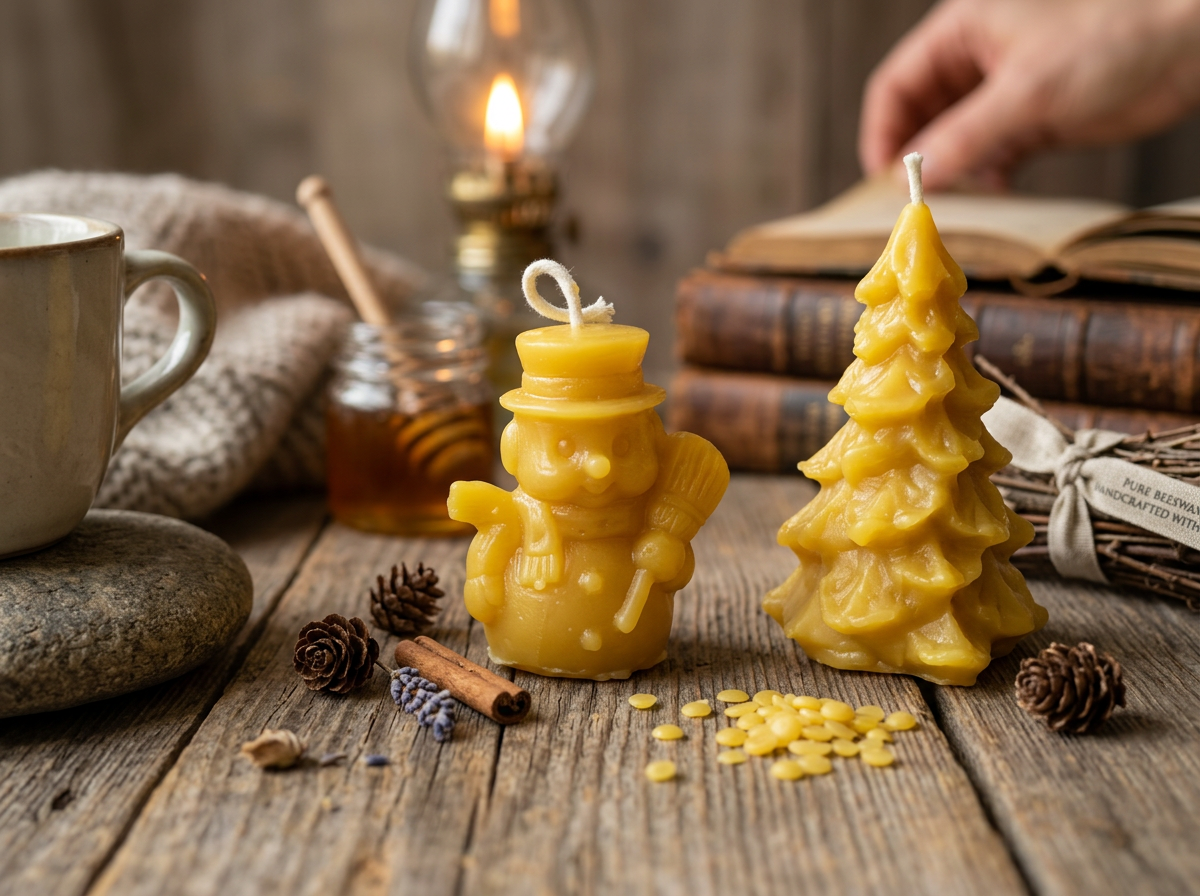 Snowman Beeswax Candle