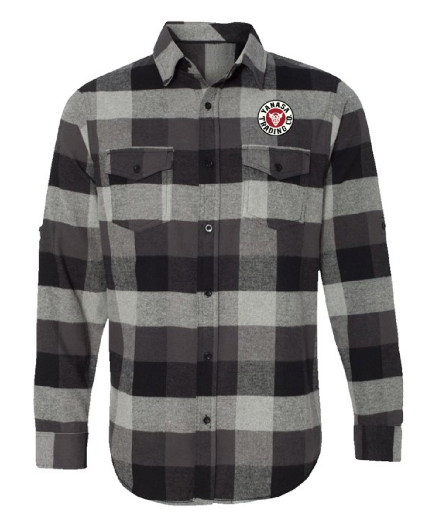 Yanasa Trading Company Long Sleeve Flannel Grey And Black