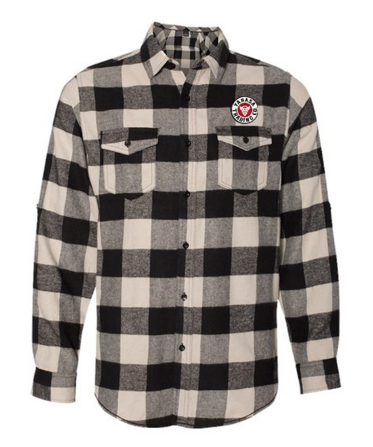 Yanasa Trading Company Long-Sleeve-Flannel-Ecru-And-Black