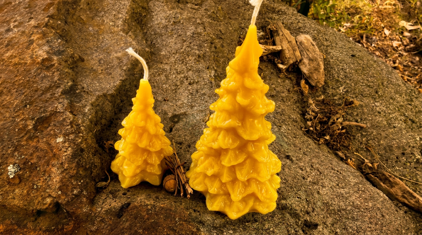 Small Christmas Tree 3.5" Beeswax Candle
