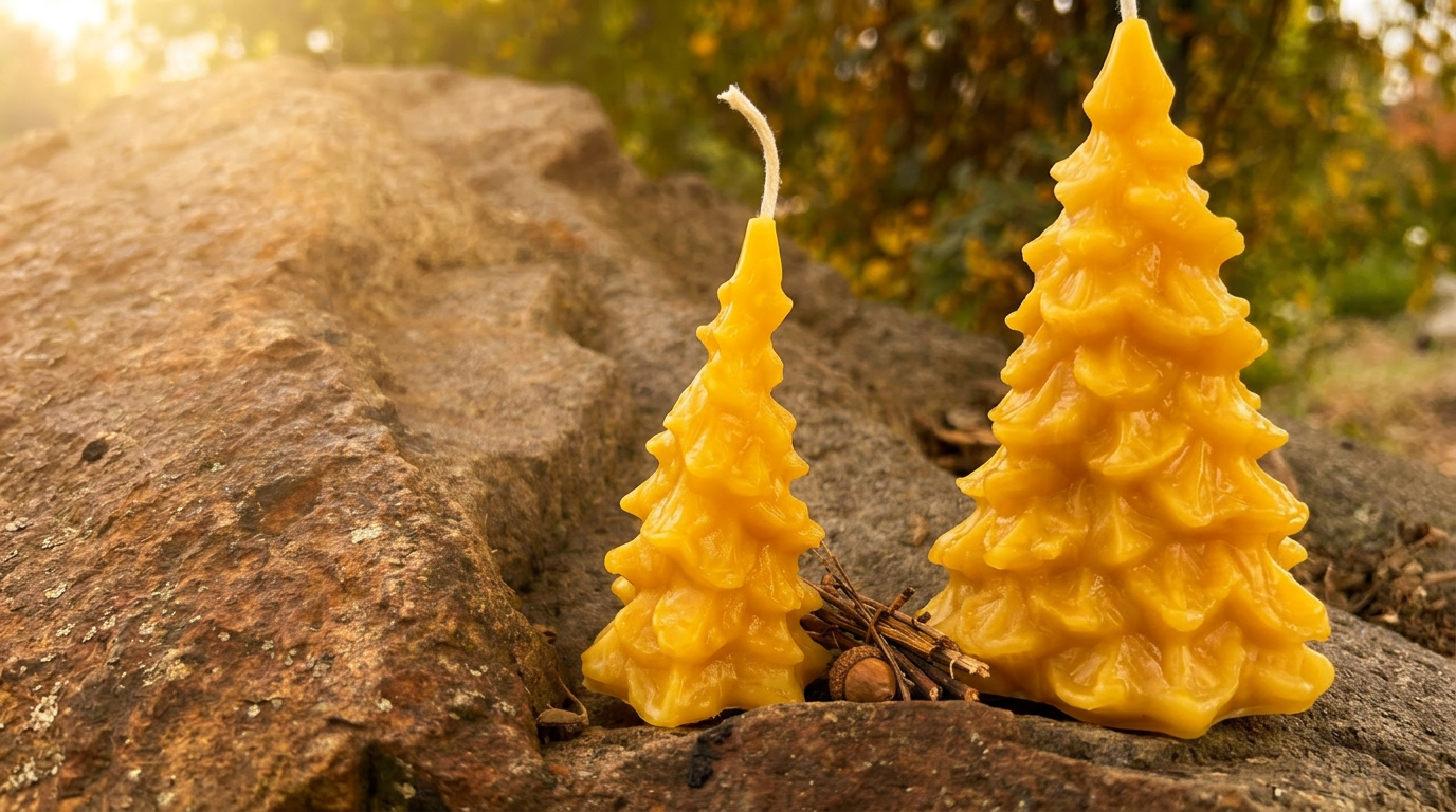Small Christmas Tree 3.5" Beeswax Candle