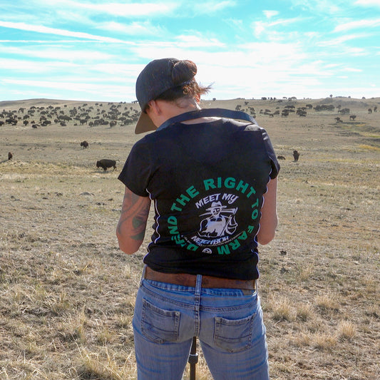 Woman's Defend the Right to Farm Athletic T Shirt