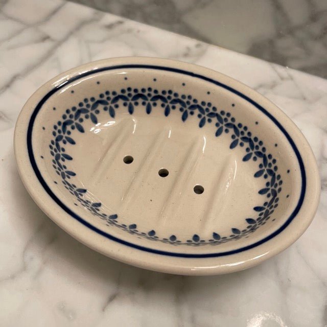 Hand-painted Polish Floral Ceramic Soap Dish - Vine
