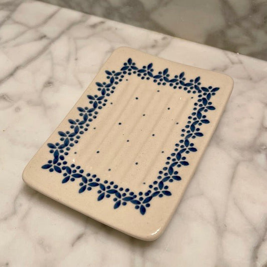 Hand-painted Polish Floral Ceramic Soap Dish - Vine